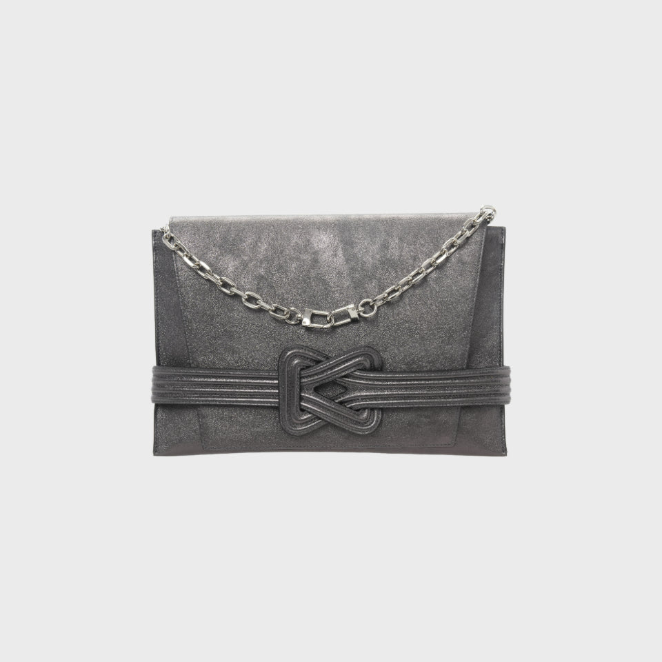 ANU CONVERTIBLE CLUTCH Pewter Metallic Grainne Maher