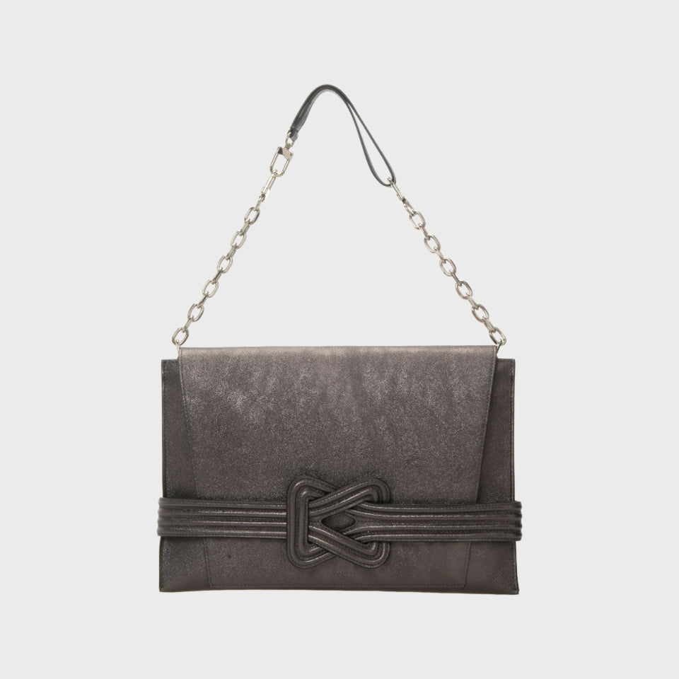 ANU CONVERTIBLE CLUTCH Pewter Metallic Grainne Maher