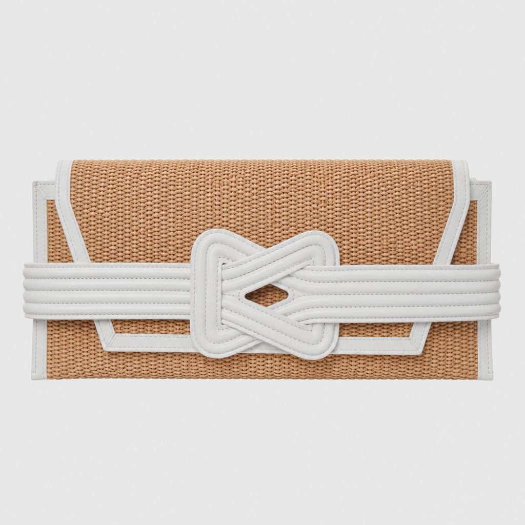 ERIU CLUTCH CREAM RAFFIA & WHITE LEATHER Grainne Maher