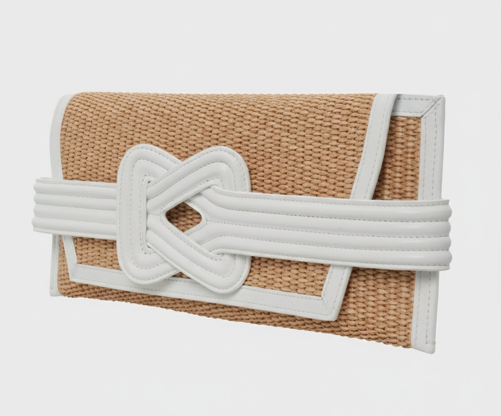 ERIU CLUTCH CREAM RAFFIA & WHITE LEATHER Grainne Maher
