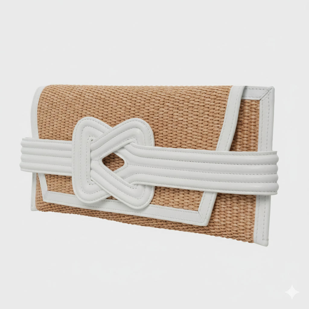ERIU CLUTCH CREAM RAFFIA & WHITE LEATHER Grainne Maher