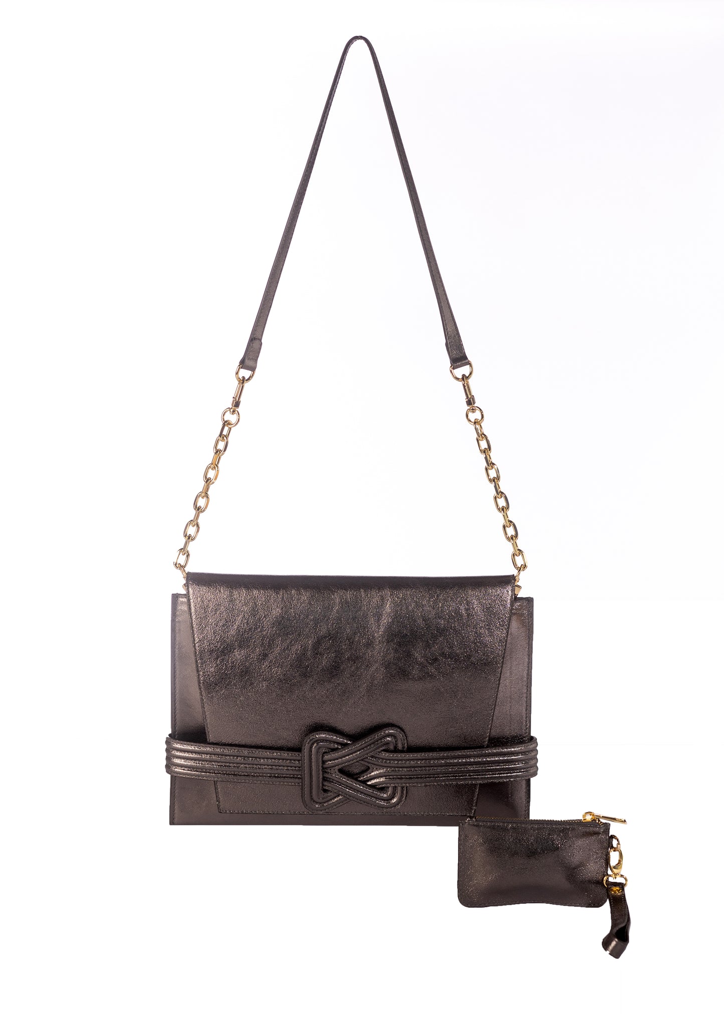 ANU CONVERTIBLE CLUTCH PEWTER METALLIC