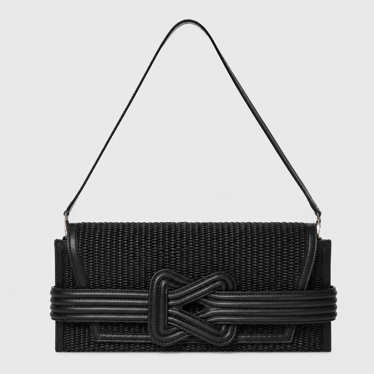 ÉRIU CLUTCH BLACK RAFFIA & BLACK LEATHER Grainne Maher