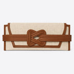 ÉRIU EAST WEST CLUTCH Cream Raffia Tan Leather Grainne Maher