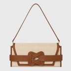 ÉRIU EAST WEST CLUTCH Cream Raffia Tan Leather Grainne Maher