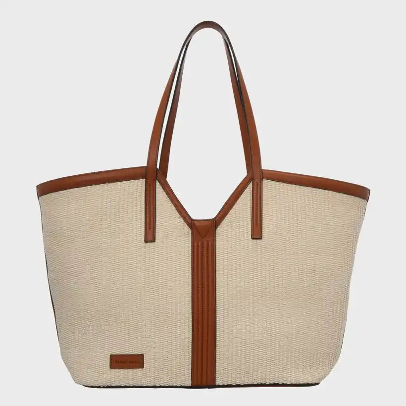 BANBHA TOTE Black Raffia & Black Leather Grainne Maher