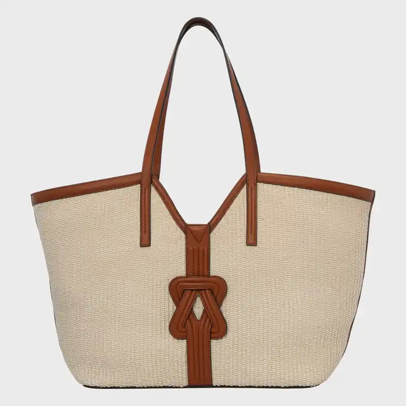 BANBHA TOTE Black Raffia & Black Leather Grainne Maher