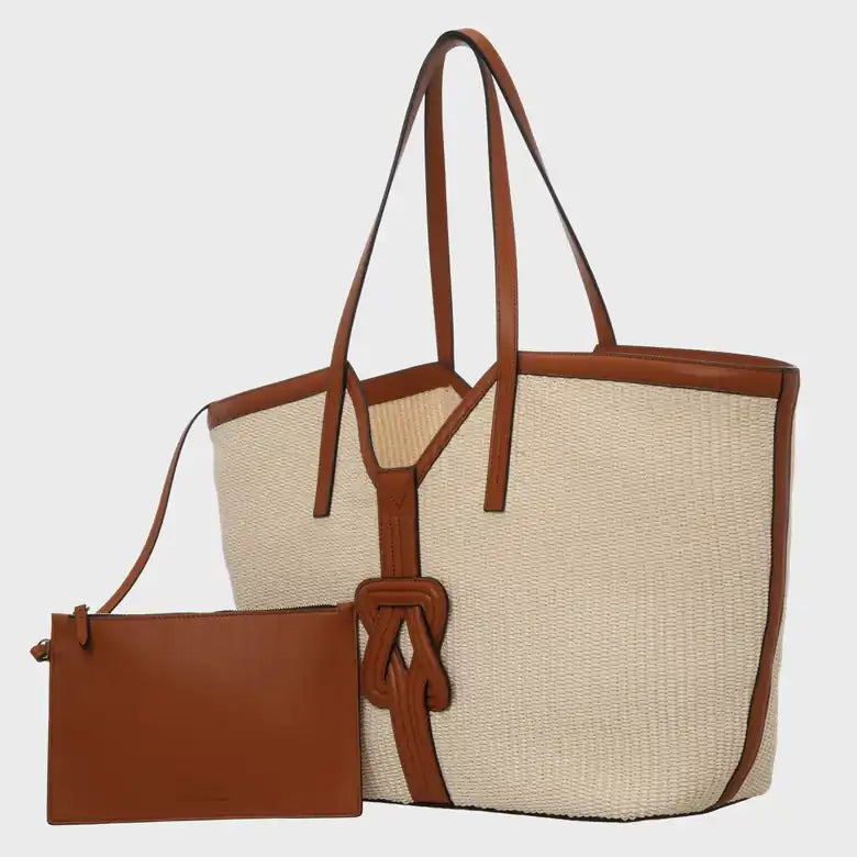 BANBHA TOTE Black Raffia & Black Leather Grainne Maher