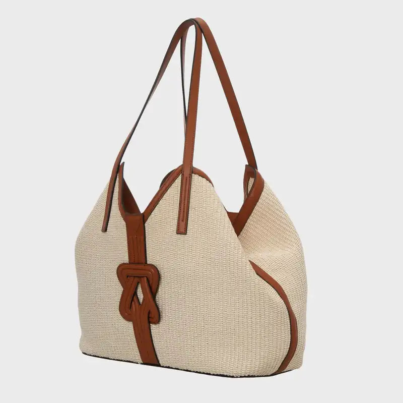 BANBHA TOTE Black Raffia & Black Leather Grainne Maher