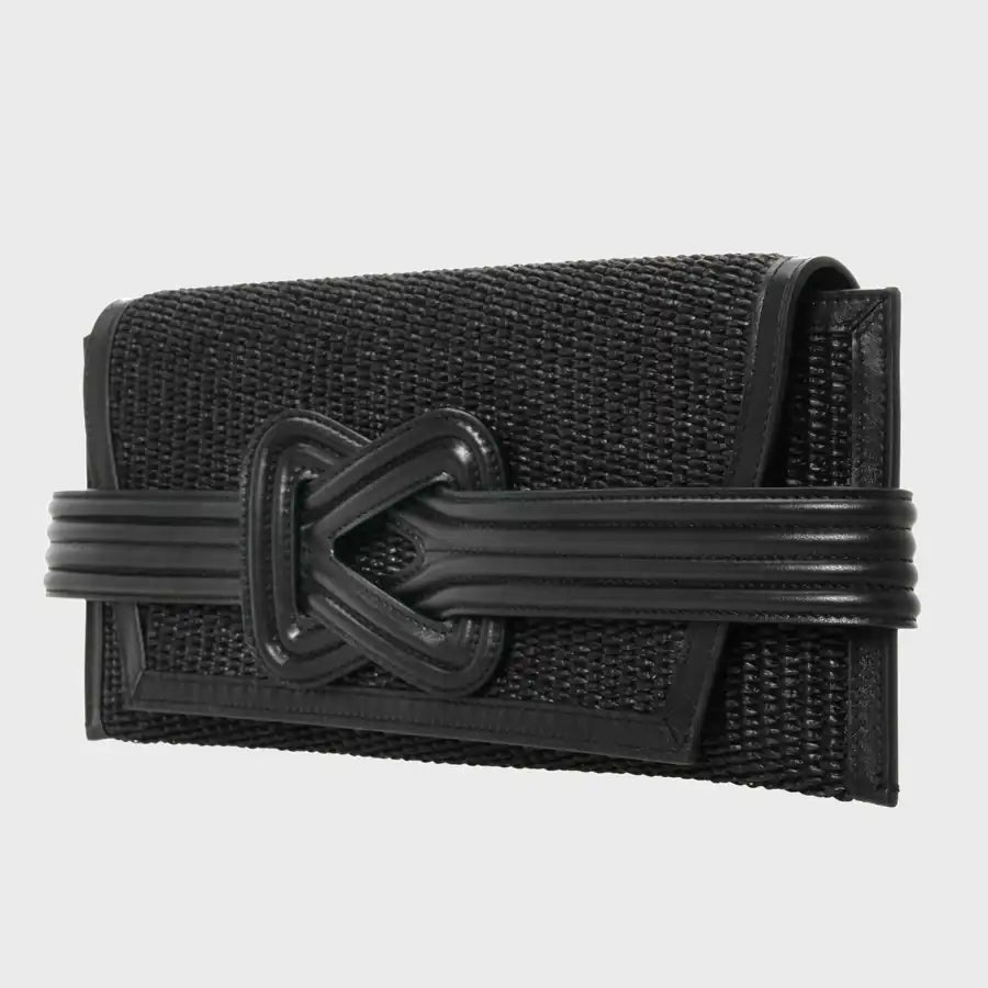 ÉRIU CLUTCH BLACK RAFFIA & BLACK LEATHER Grainne Maher