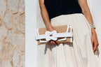 ÉRIU EAST WEST CLUTCH Beige Raffia White Leather