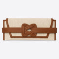 ÉRIU EAST WEST CLUTCH Cream Raffia Tan Leather Grainne Maher